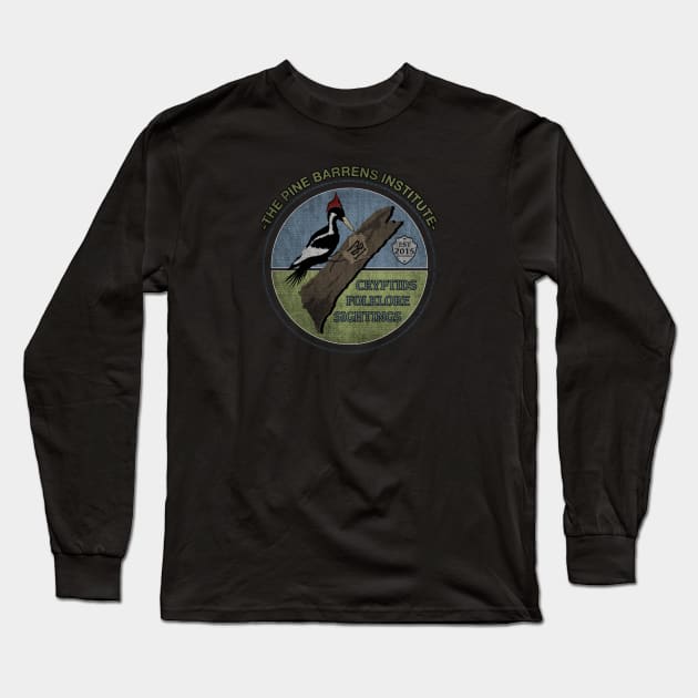 Retro Ivory Billed Woodpecker Long Sleeve T-Shirt by Pine Barrens Institute